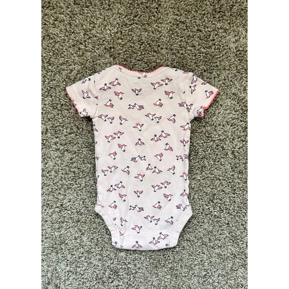 Carters Just One‎ You Baby Girls Short Sleeve Floral Hummingbird Bodysuit 3-Pack